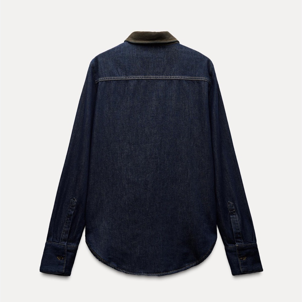 Zara Combined Denim Shirt. - Picture 2 of 8